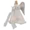 12" Lighted Silver & White Angel with Wings Christmas Tree Topper, Clear Lights